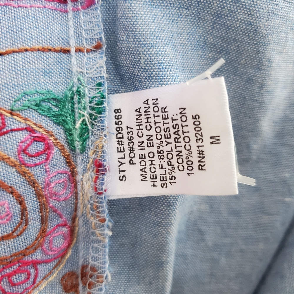 Entro Embroidered Pattern Denim Spring Dress M - image 8